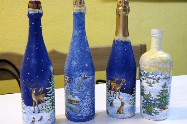 Декор бутылки шампанского на новый год фото