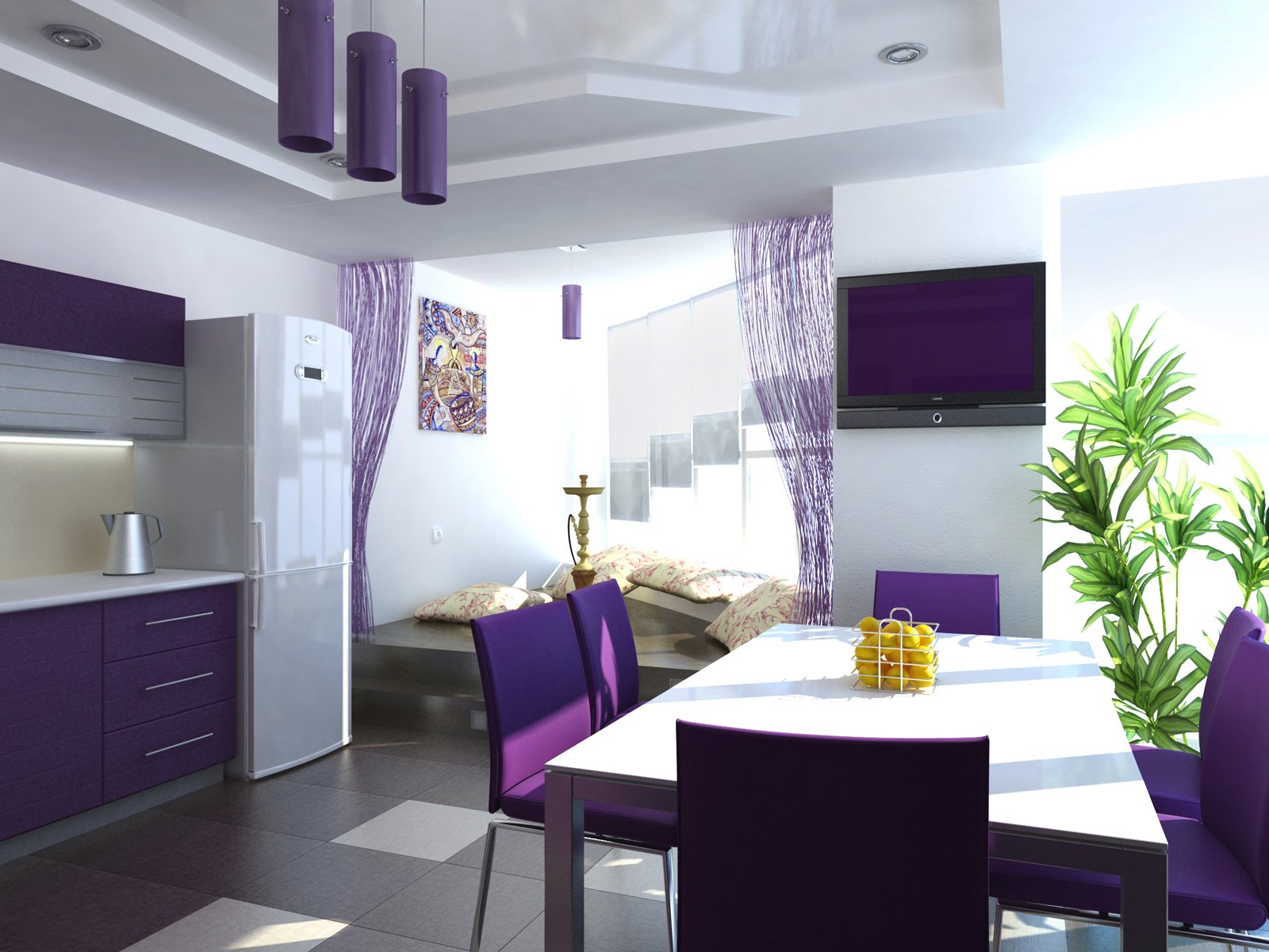 Кухня Фиолетовая Дизайн