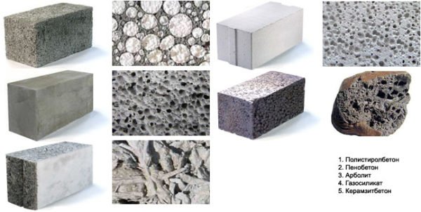 Стеновые блоки из различных материалов