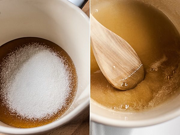 Приготовление сиропа из сахарного песка и натурального мёда