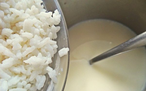 Отварной рис для сырного супа