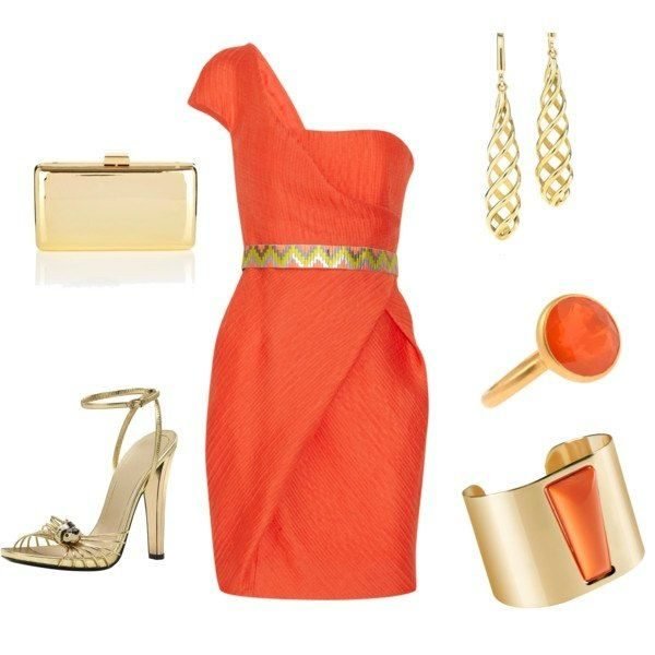 Оранжевое платье и аксессуары
