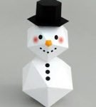 Объемная фигура снеговика из бумаги