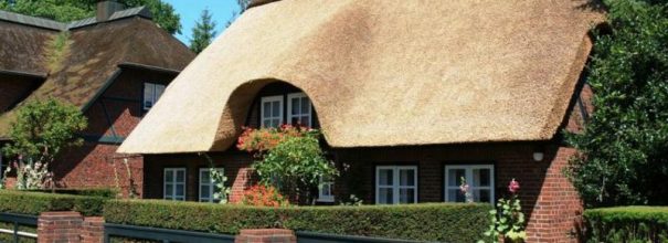 Дом в английском стиле с камышовой крышей — необычно, броско, красиво и рационально.