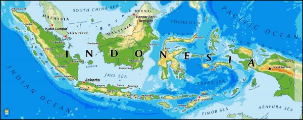 Физическая карта Индонезии