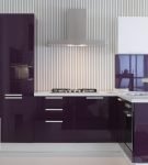 Современная кухня с бело-фиолетовой мебелью