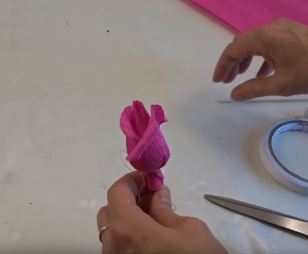 Роза из конфеты: сформированный бутон